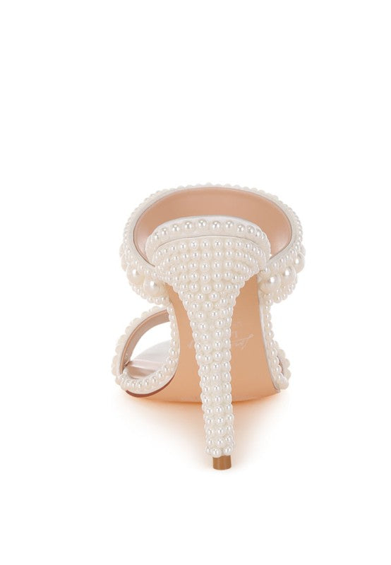 Ambrin Pearl Embellished Slip On Stiletto Heels