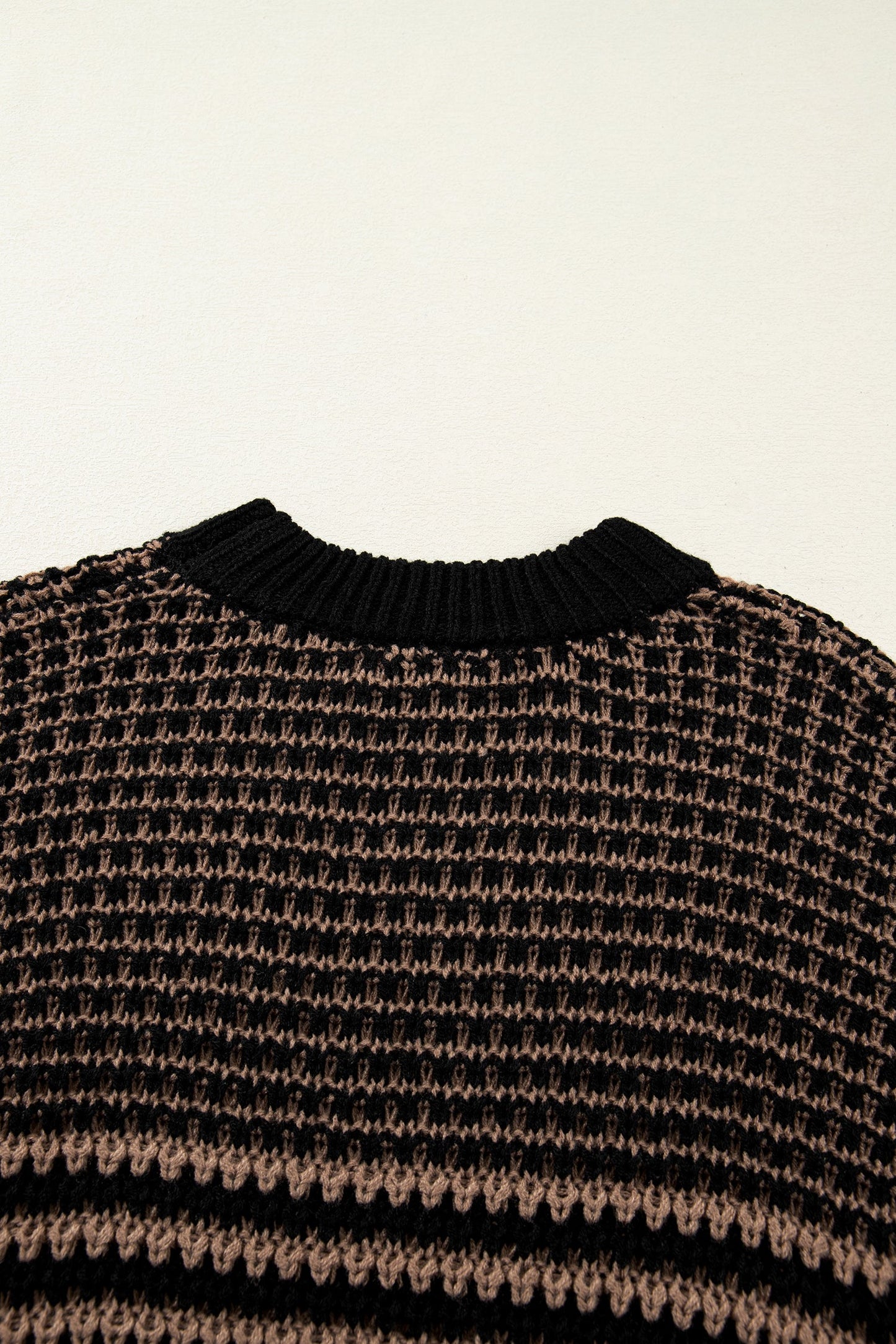 Black Stripe 3/4 Draped Sleeve Slouchy Sweater