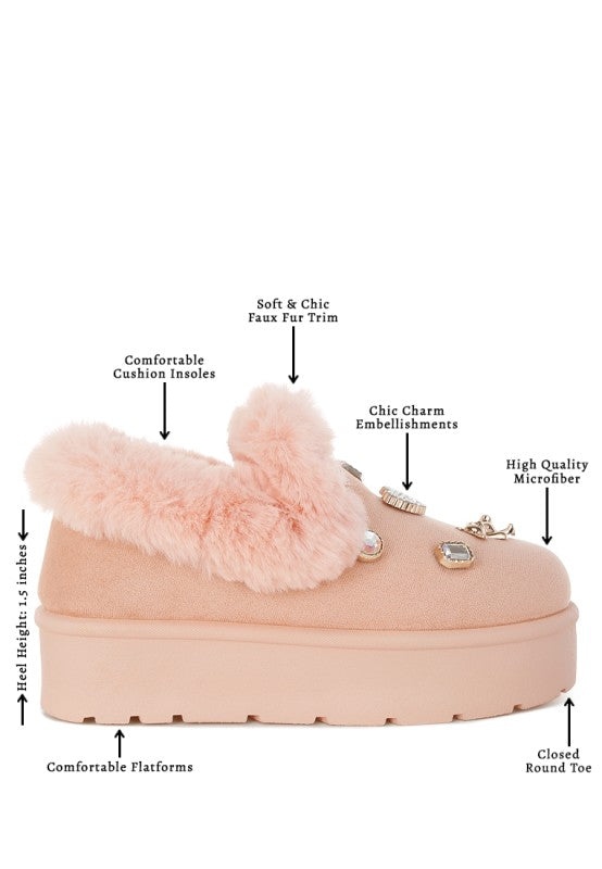 Zeta Charm Detail Slip On Snow Boots