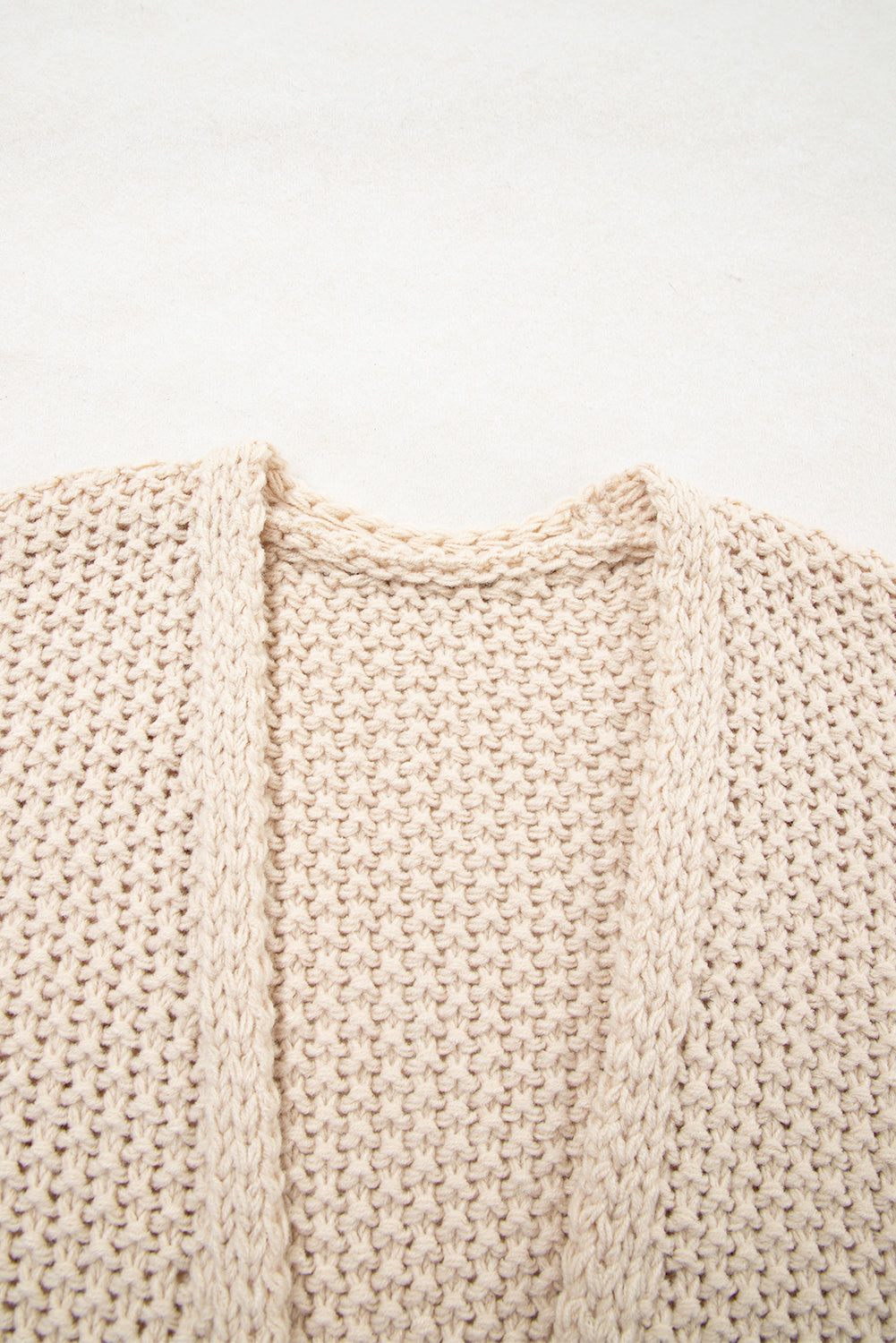 Parchment Color Block Crochet Open Front Plus Size Cardigan