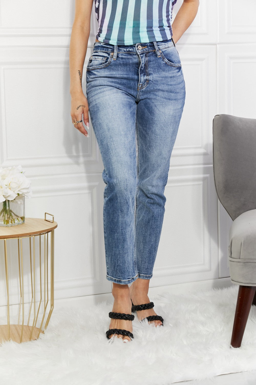 Kancan Full Size Amara High Rise Slim Straight Jeans Plus Size