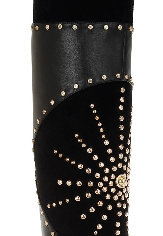 Medira Pointed Toe Embellished Stiletto Boots