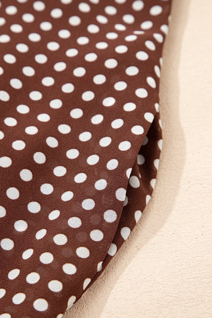 Coffee Polka Dot Print Backless Ruffled Tiered Maxi Dress - Loving It Shop
