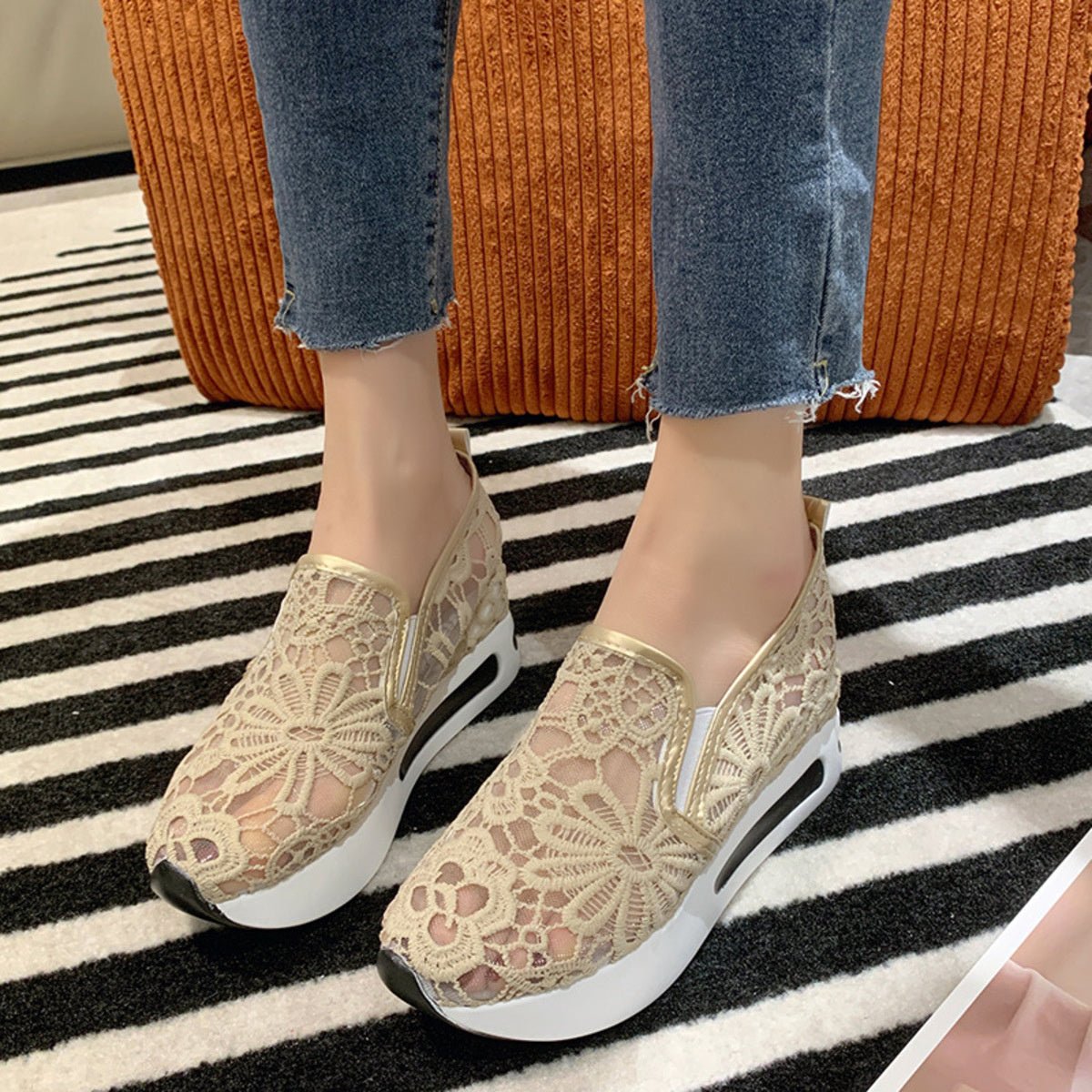 Lace Breathable Platform Slip - On - Loving It Shop