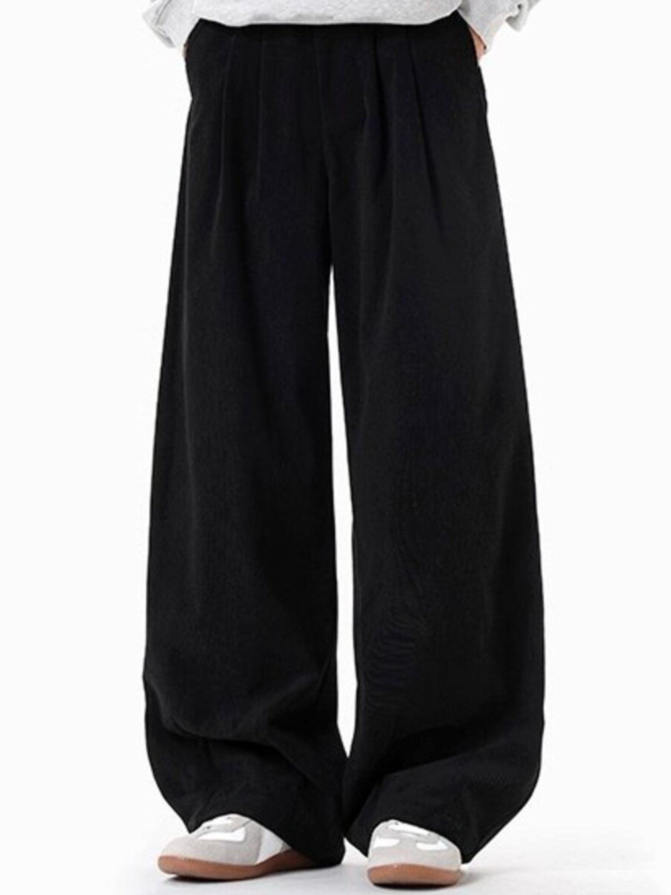 Men's Plus Size Pleated Detail Wide Leg Pants