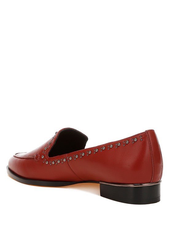 Wolferton Delicate Stud Detail Leather Loafers - Loving It Shop