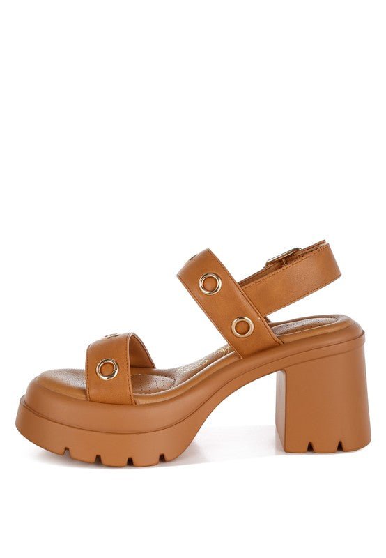 Urla Eyelet Detail Platform Heel Sandals - Loving It Shop