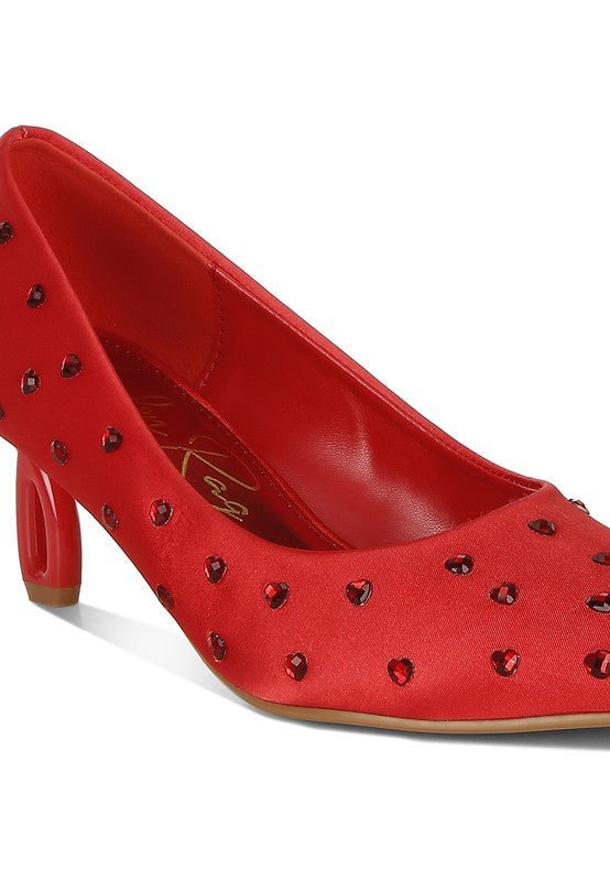 Madhara Heart - Shaped Rhinestones Pumps - Loving It Shop