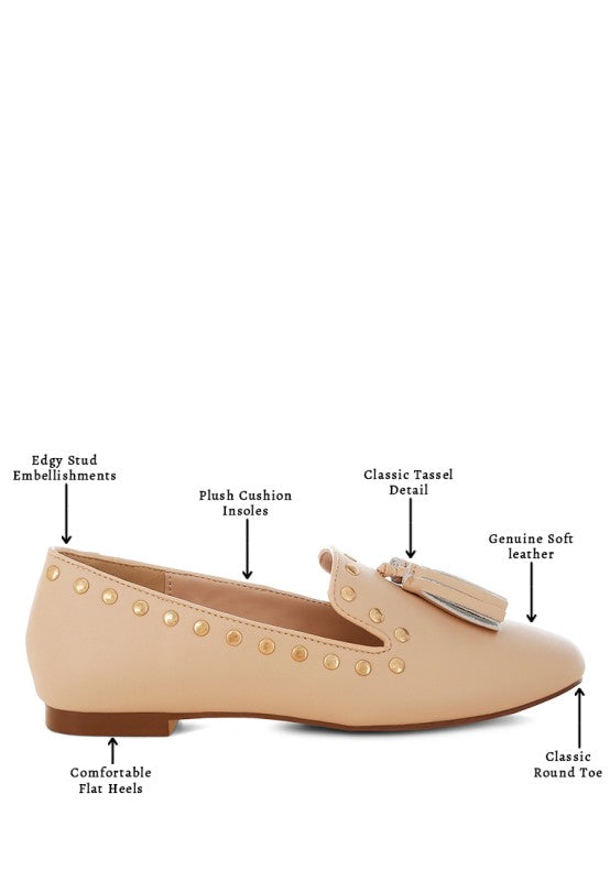 Philoha Studs & Tassels Detail Flat Loafers