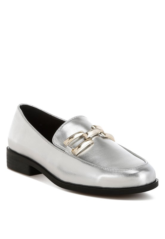 Melucine Metallic Horsebit Detail Loafers
