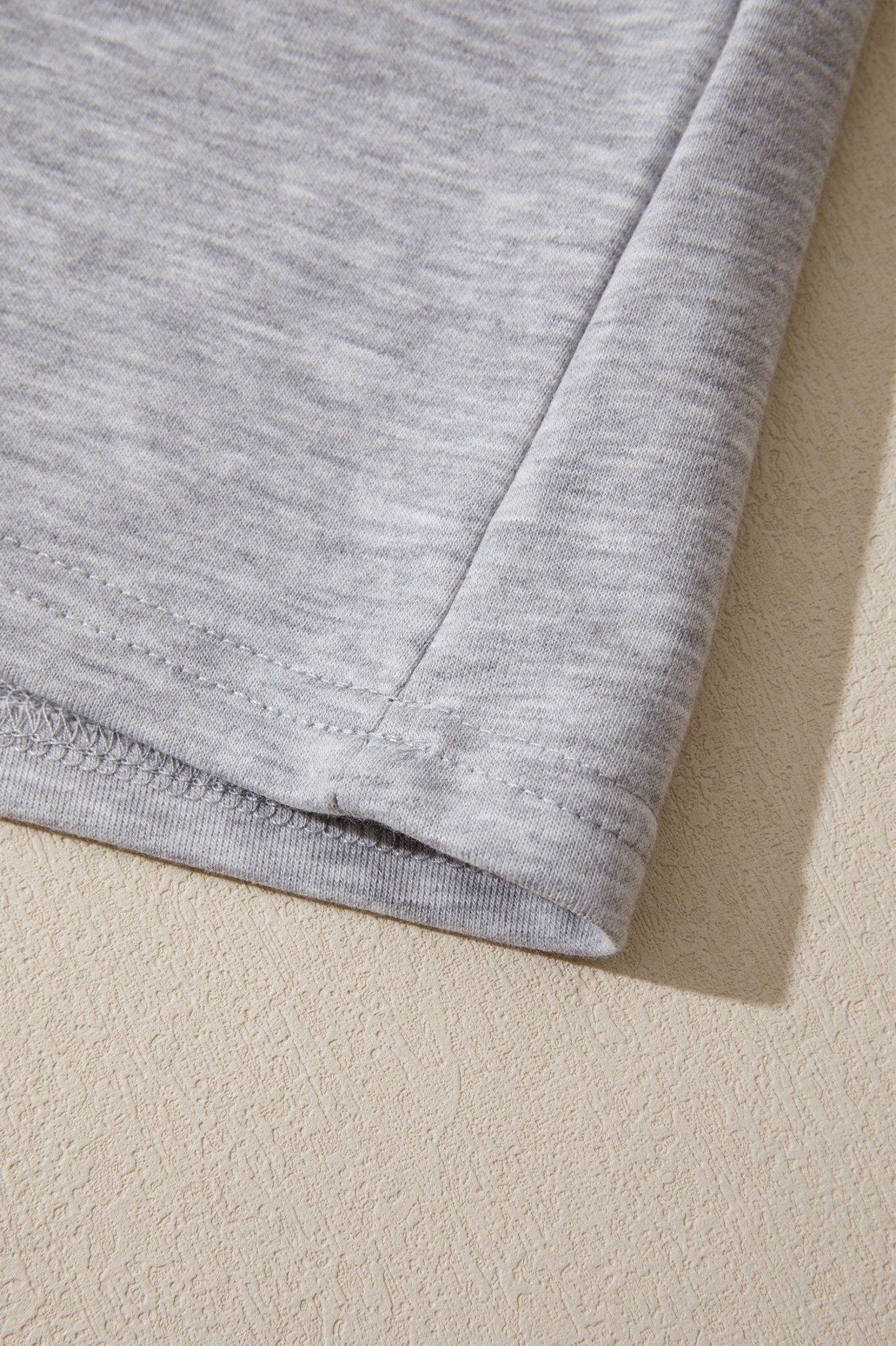 Light Grey Patchwork Detail Raw Edge Oversize Tee - Loving It Shop