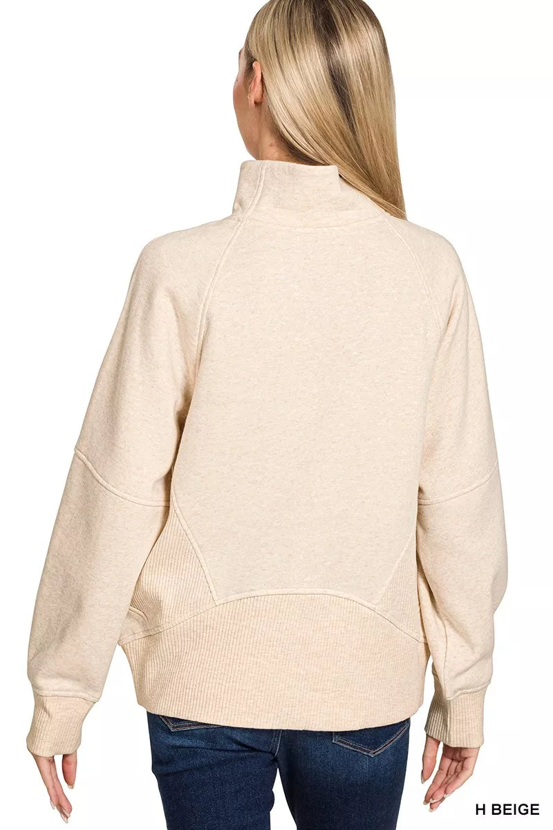 Half Zip Fleece Sweatshirt with kangaroo Pocket