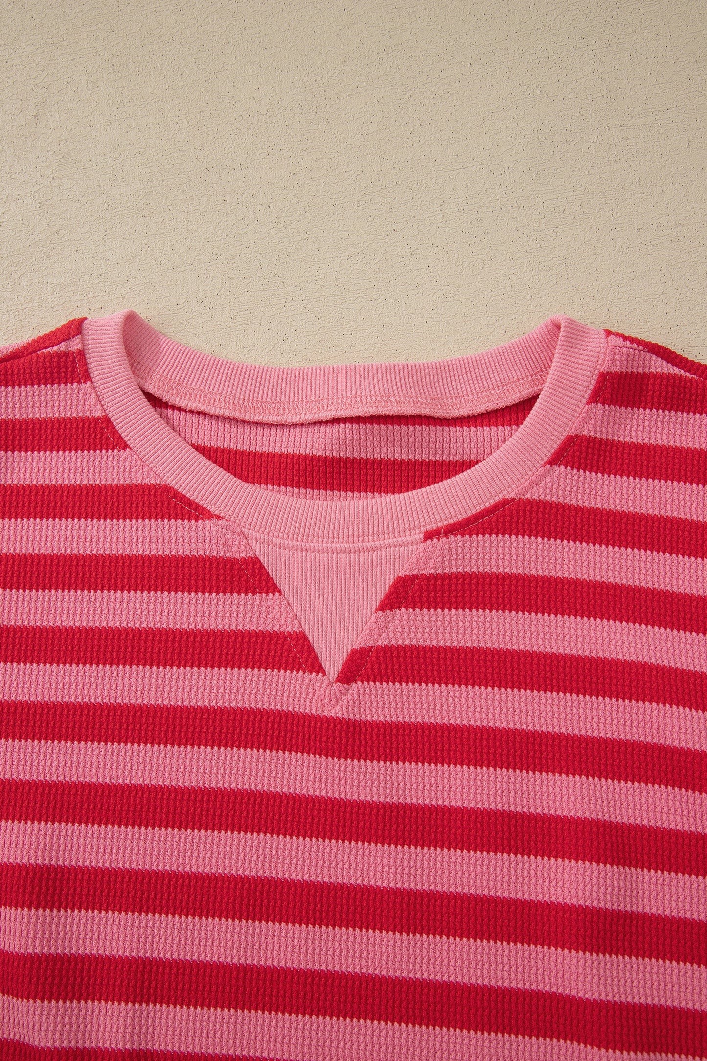 Red Stripe Puff Short Sleeve T Shirt Matching Shorts Set