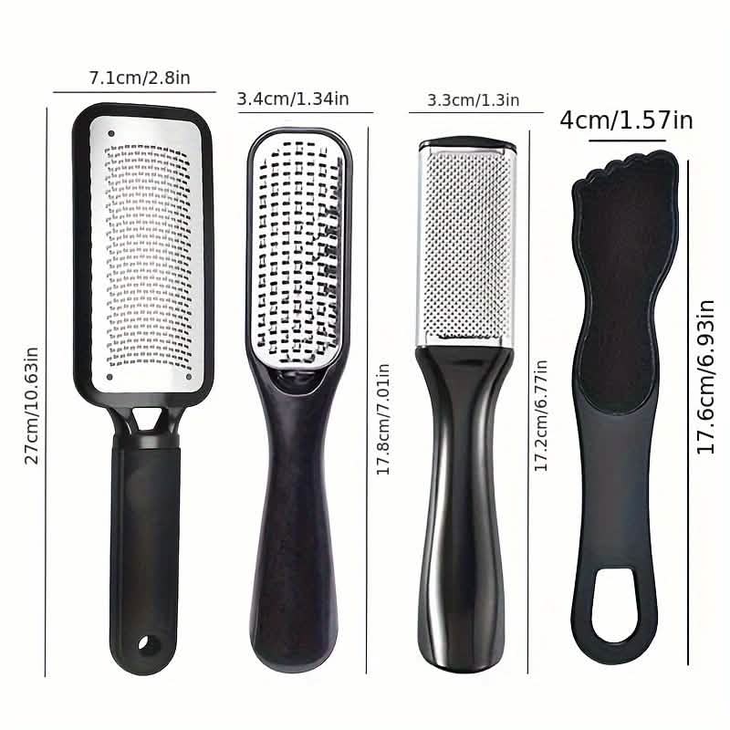 4-Piece Stainless Steel Foot File Set – Callus &amp; Dead Skin Remover