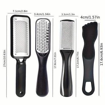 4-Piece Stainless Steel Foot File Set – Callus &amp; Dead Skin Remover