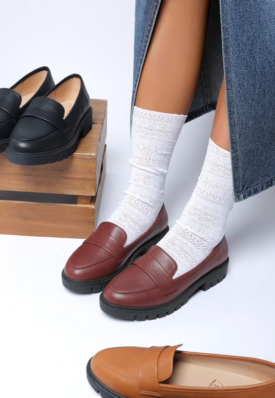 Peridot Faux Leather Chunky Loafers
