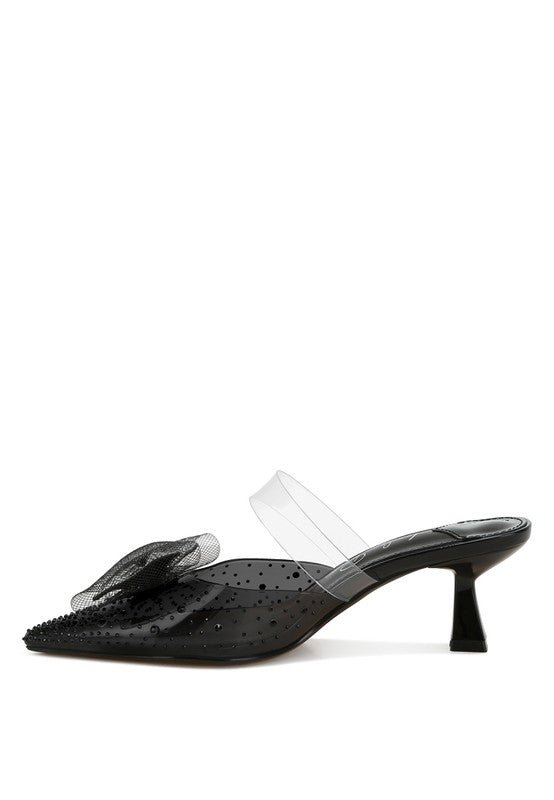 Freja Embellished Bow Kitten Heels - Loving It Shop