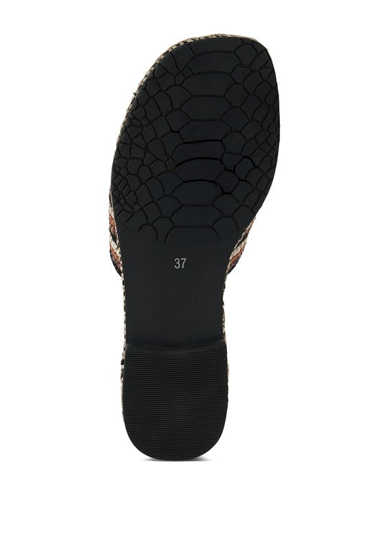Kente Patterned Raffia Slip-On Flats