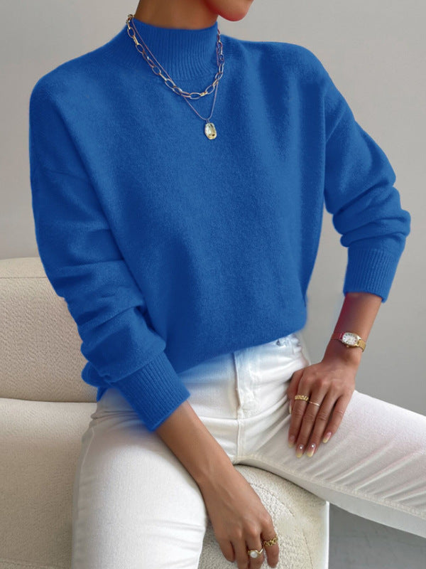 Autumn And Winter Half-high Collar Pullover Women&