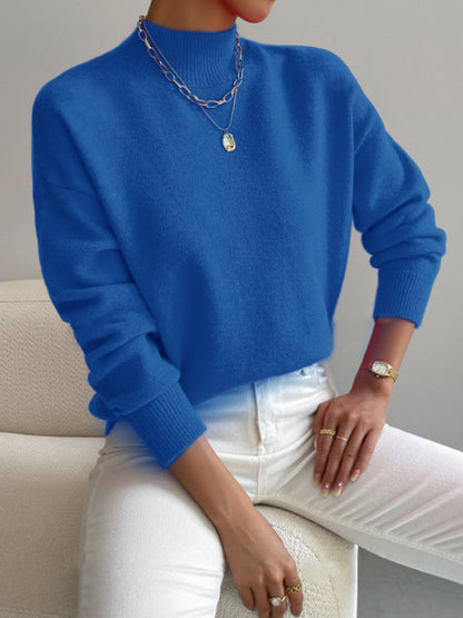 Autumn And Winter Half-high Collar Pullover Women&