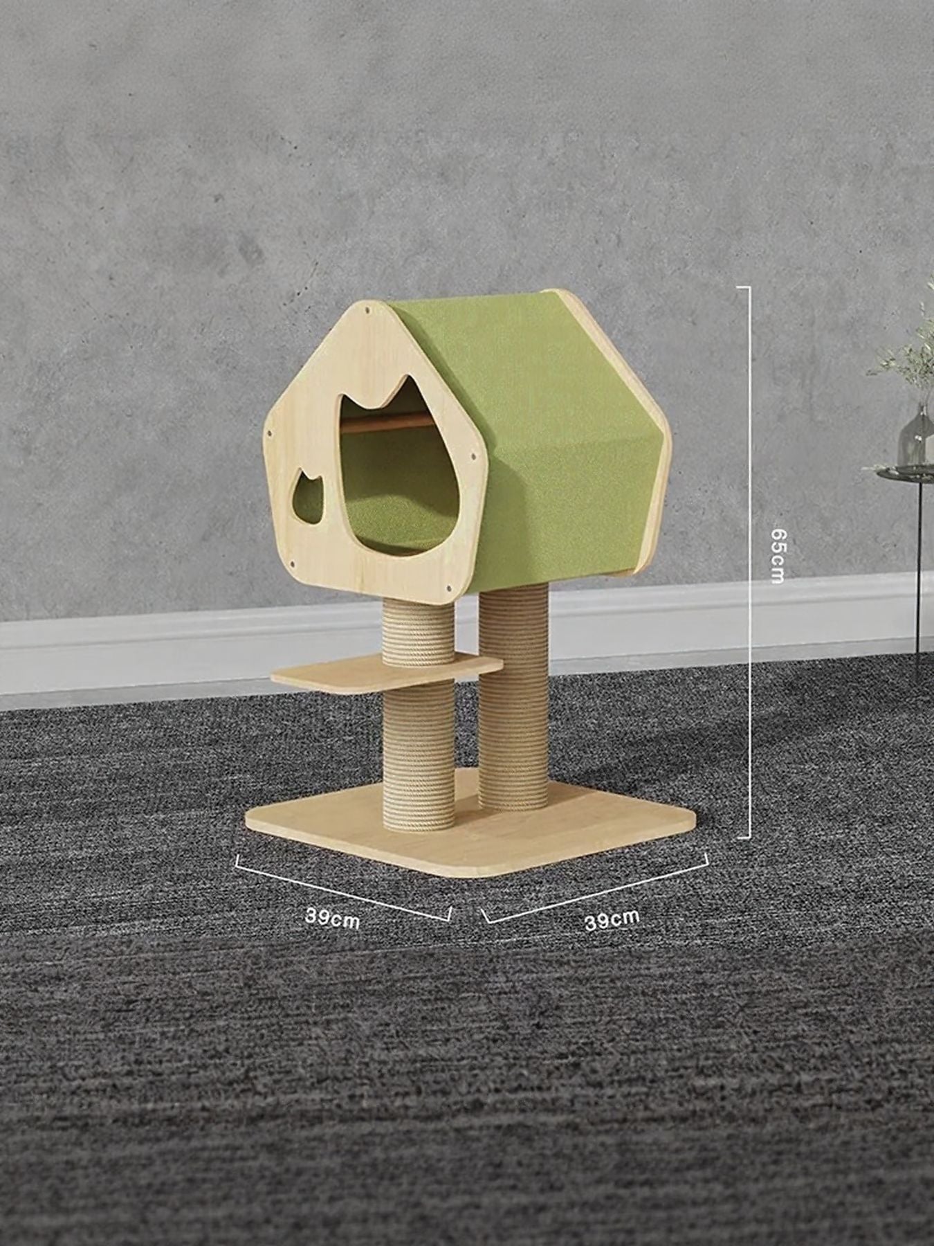 Modern Wooden Cat Condo with Scratching Post - Loving It Shop