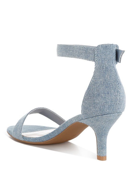 Ozula Denim Kitten Heel Sandals - Loving It Shop