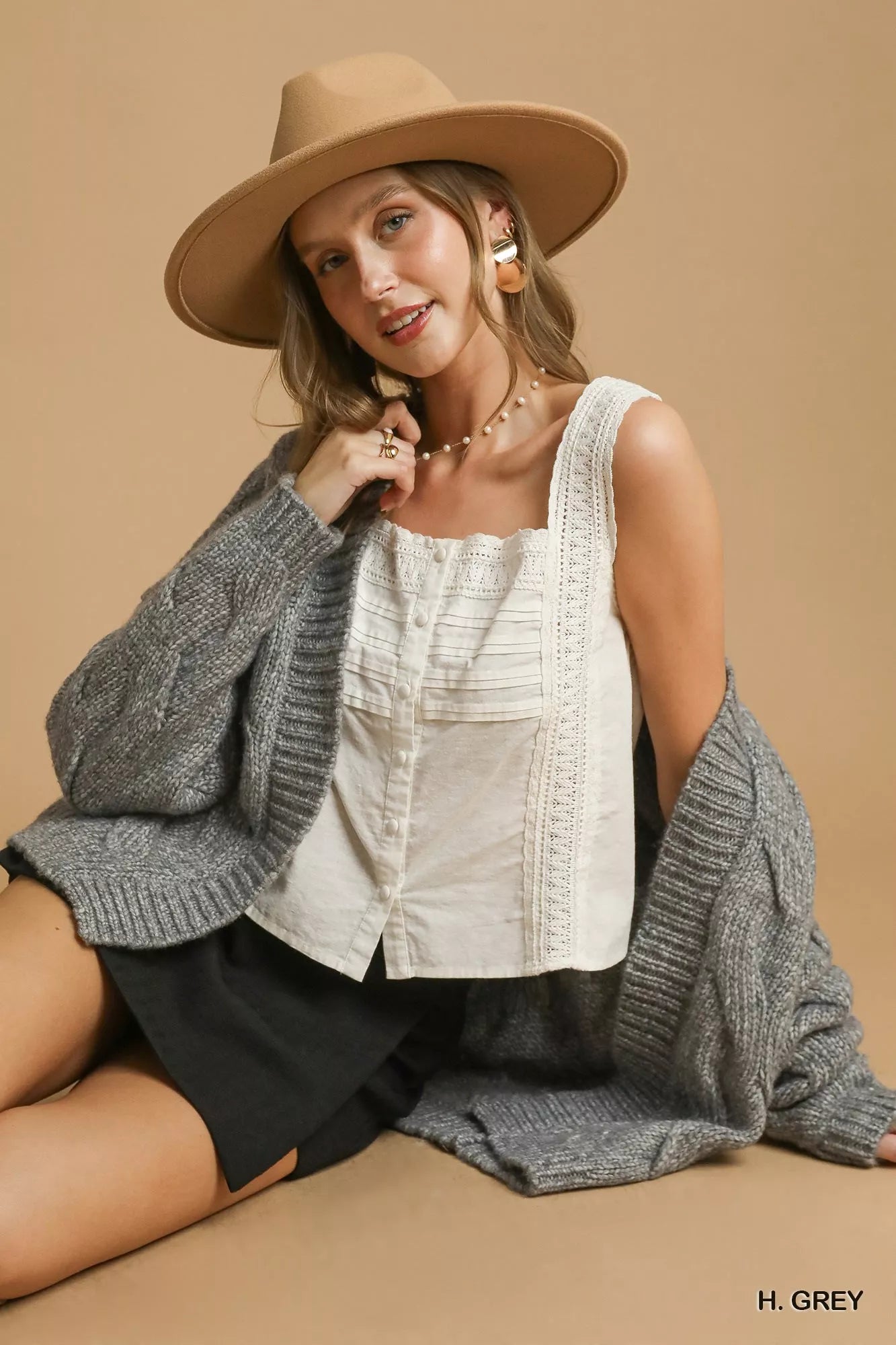Chunky Cable Knit Open Front Cardigan