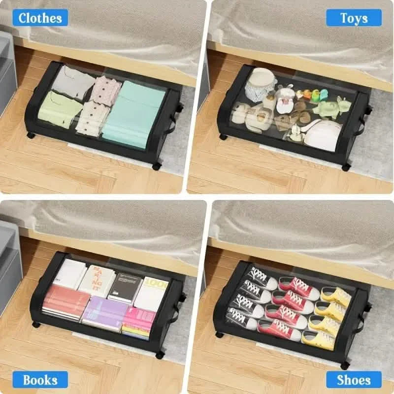 Under-Bed Storage Drawer with Wheels Multipurpose with Clear Window &amp; Label