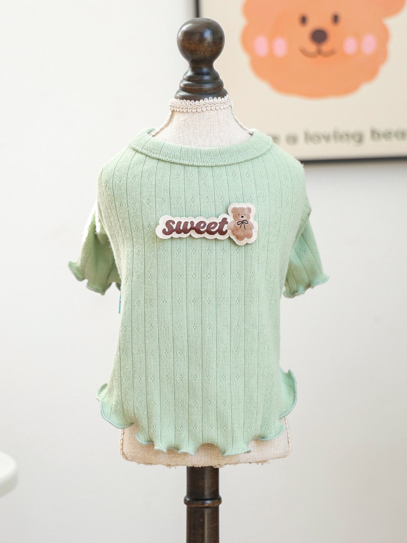 Sweet Bear Patch Ribbed Pet Top - Loving It Shop