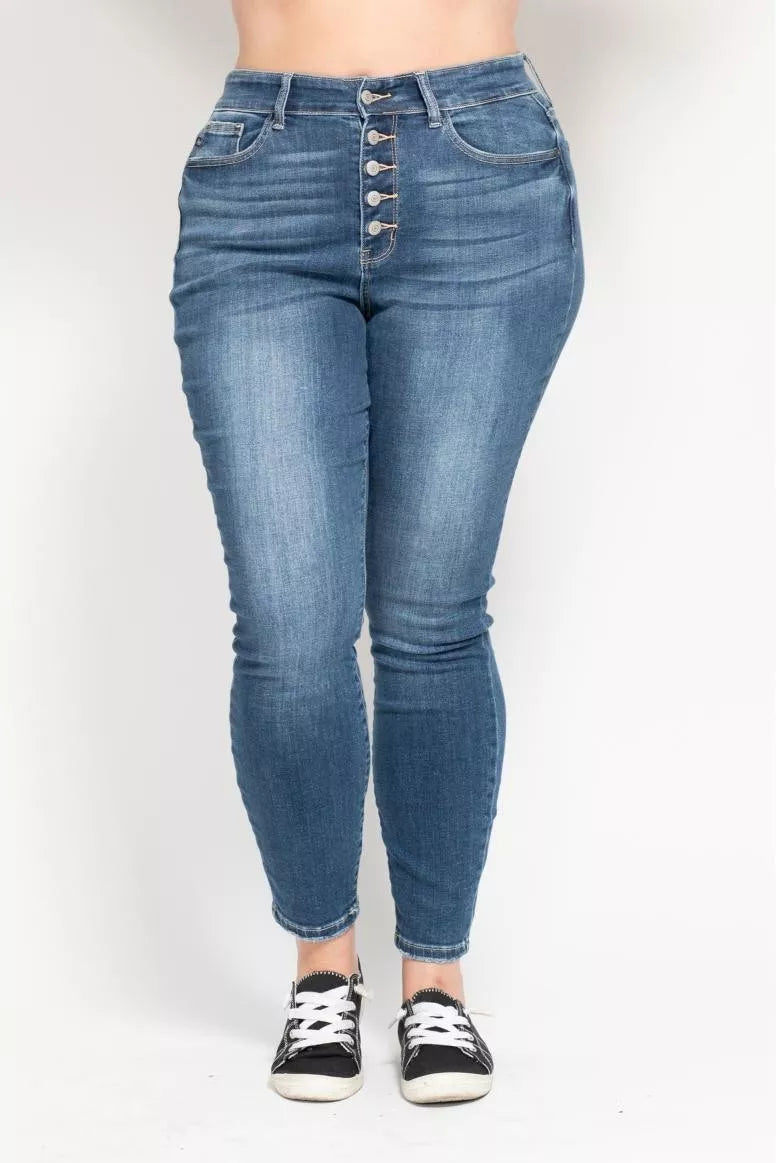 Full Size High Rise Button Fly Skinny Jeans Plus Size