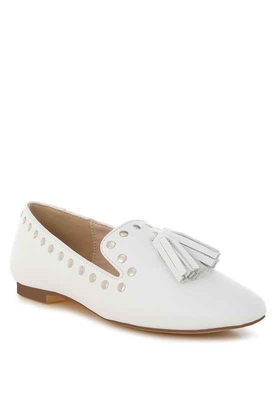 Philoha Studs & Tassels Detail Flat Loafers