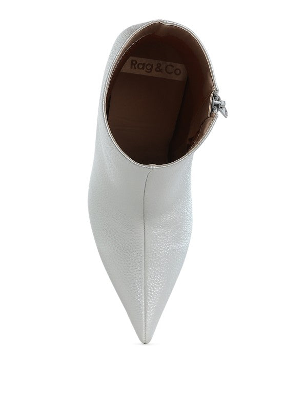 Tentia Metallic Pleather Spool Heel Boots