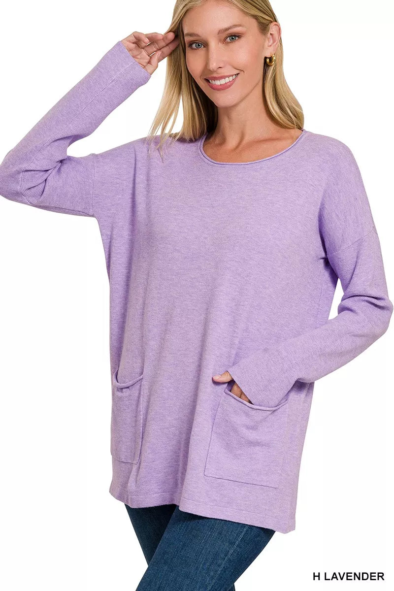Viscose Long Sleeve Front Pockets Sweater
