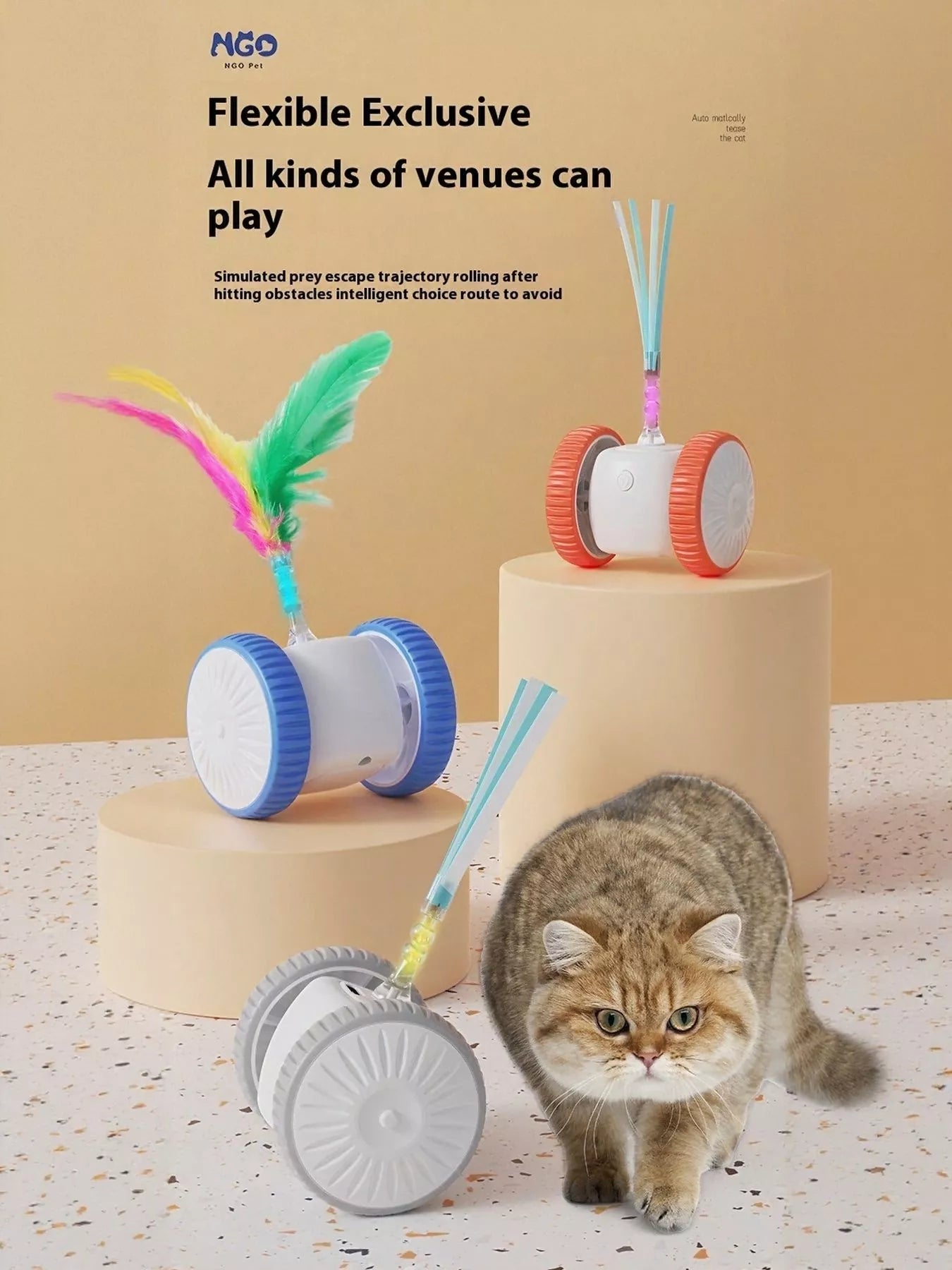 Interactive Self - Rotating Feather Pet Chase Toy - Loving It Shop