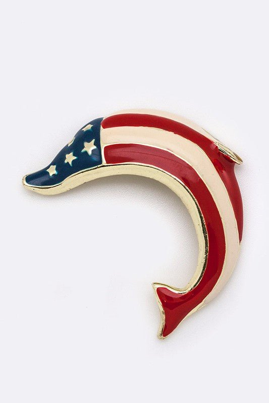 US Flag Dolphin Brooch - Loving It Shop