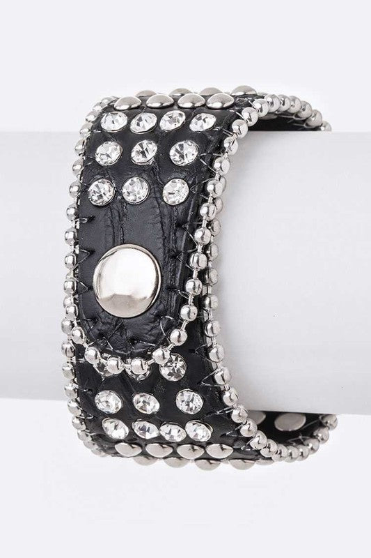 Crystal Skull Leather Bracelet - Loving It Shop
