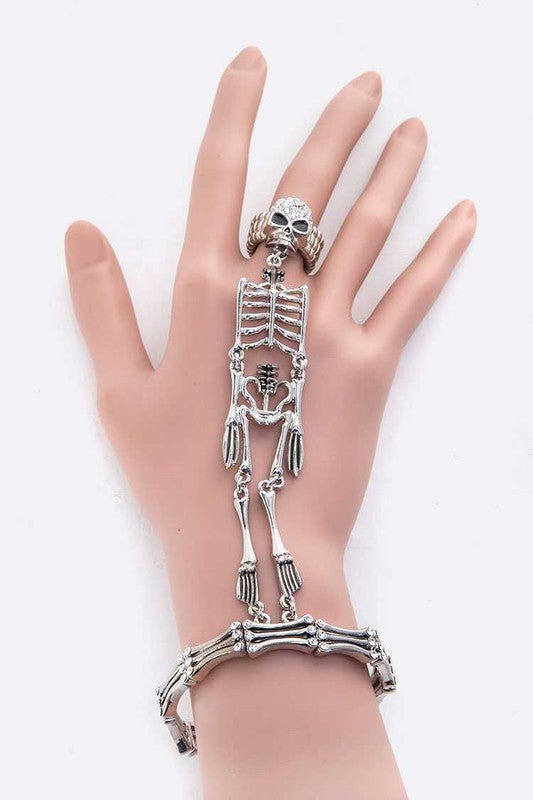 Crystal Skeleton Iconic Palm Bracelet Ring Set - Loving It Shop