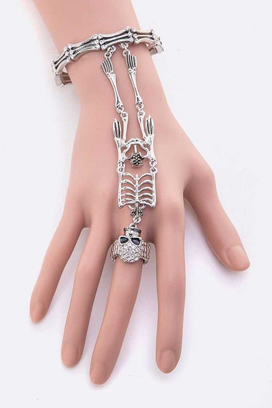 Crystal Skeleton Iconic Palm Bracelet Ring Set - Loving It Shop