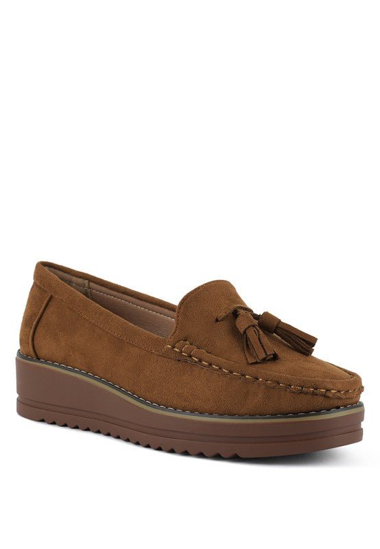 Daiki Platform Lug Sole Tassel Loafers - Loving It Shop