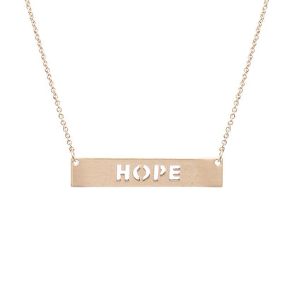 Statement Necklace Gold Cutout HOPE Plate Stylish Chic Jewelry