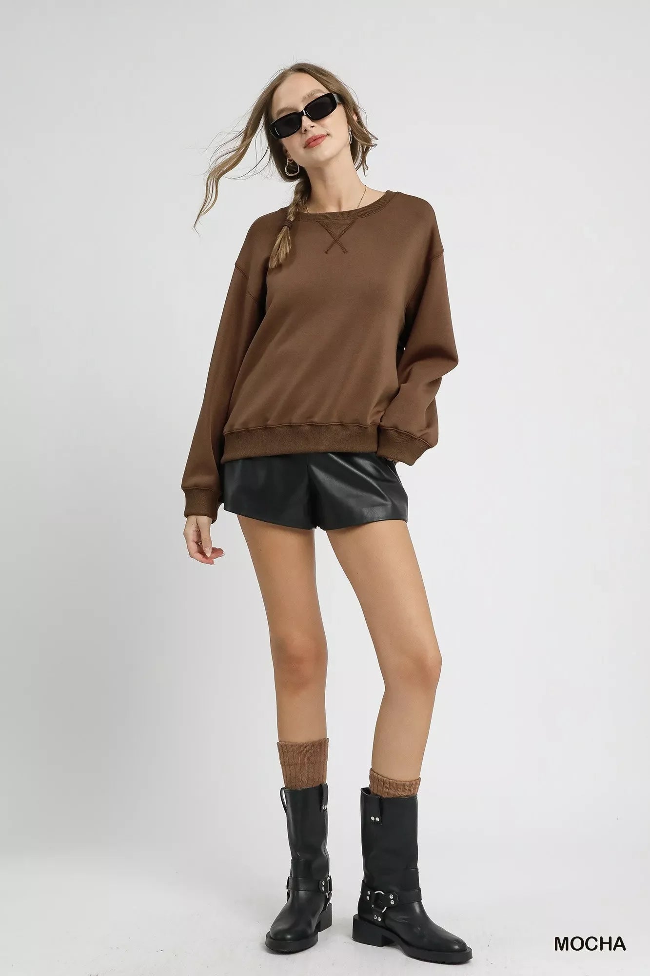 Round Neck Long Sleeve Fleece Sweatshirt
