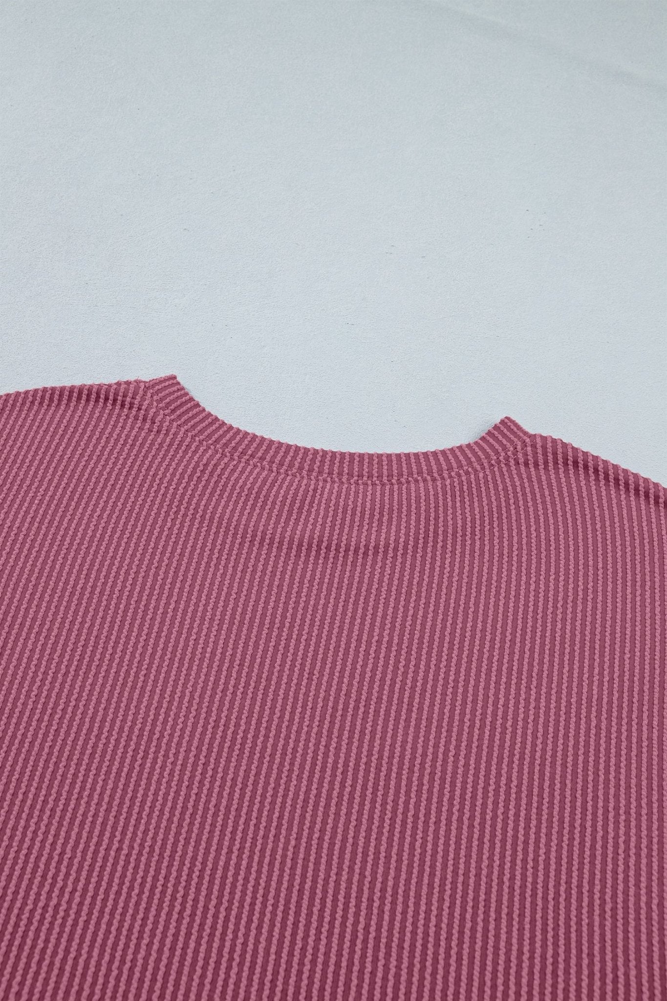 Pitaya Pink Twisted Ribbed Loose Tee Drawstring Elastic Waist 2pcs Short Set - Loving It Shop