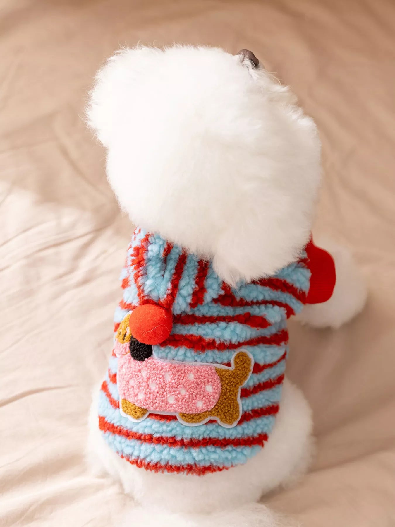 Striped Hooded Plush Pet Sweater - Loving It Shop