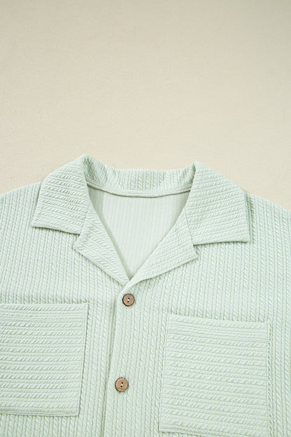 Clearly Aqua Textured Patched Chest Pocket Shirt and Pants Set