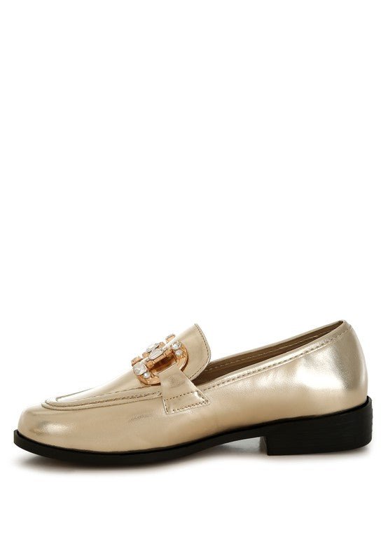 Dendron Diamante Horsebit Metallic Loafers - Loving It Shop