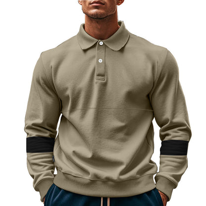 Fashion Long-sleeved Lapel Polo Shirt With Button Men&