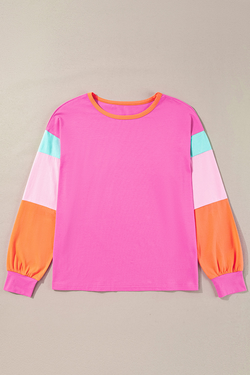 Dark Blue Color Block Sleeve Loose Fit Top