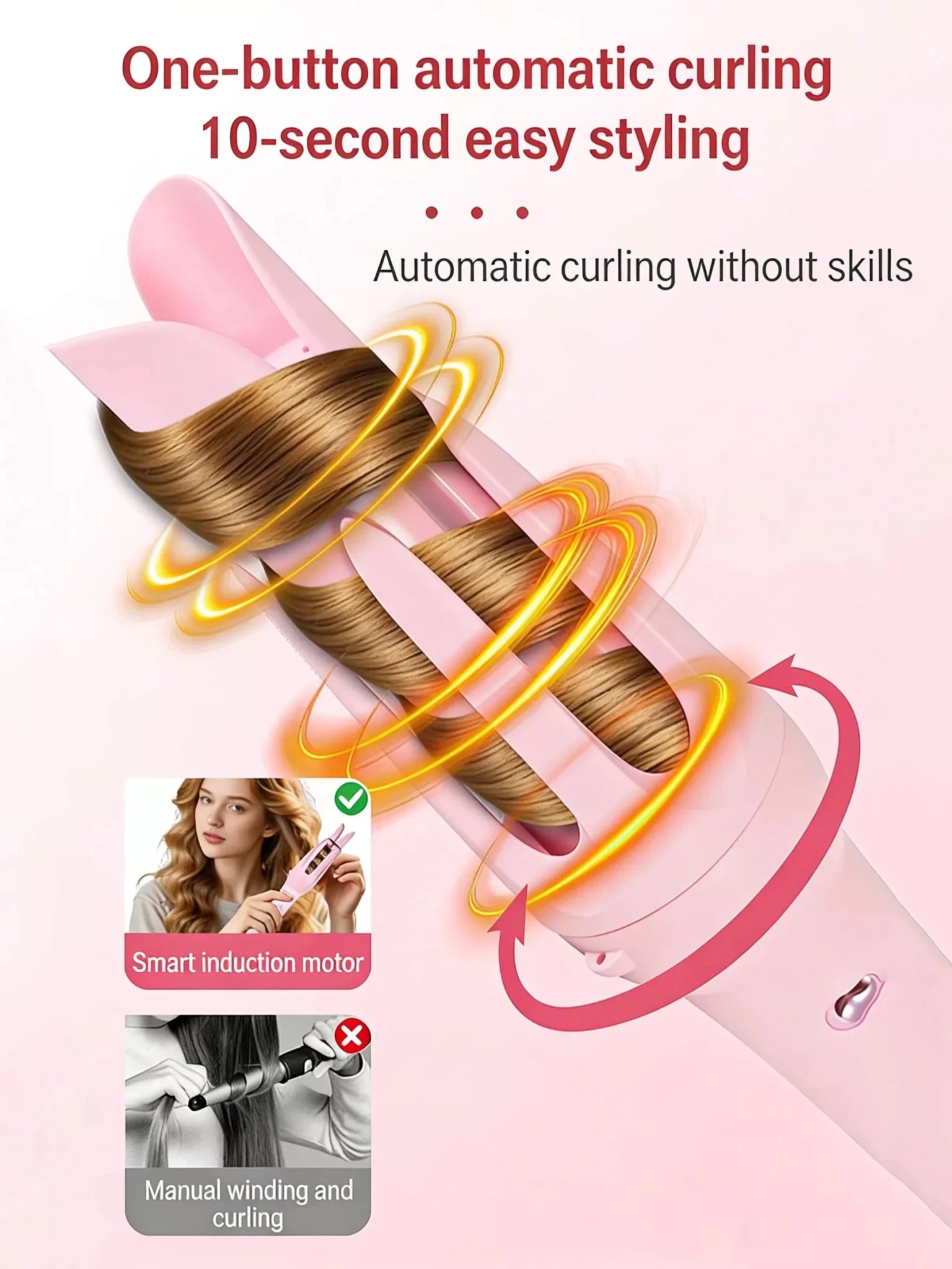 2 - in - 1 Automatic Rotating Ceramic Curling Iron - Loving It Shop