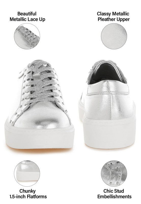 Cincinati Metallic Pleather Chunky Sneakers