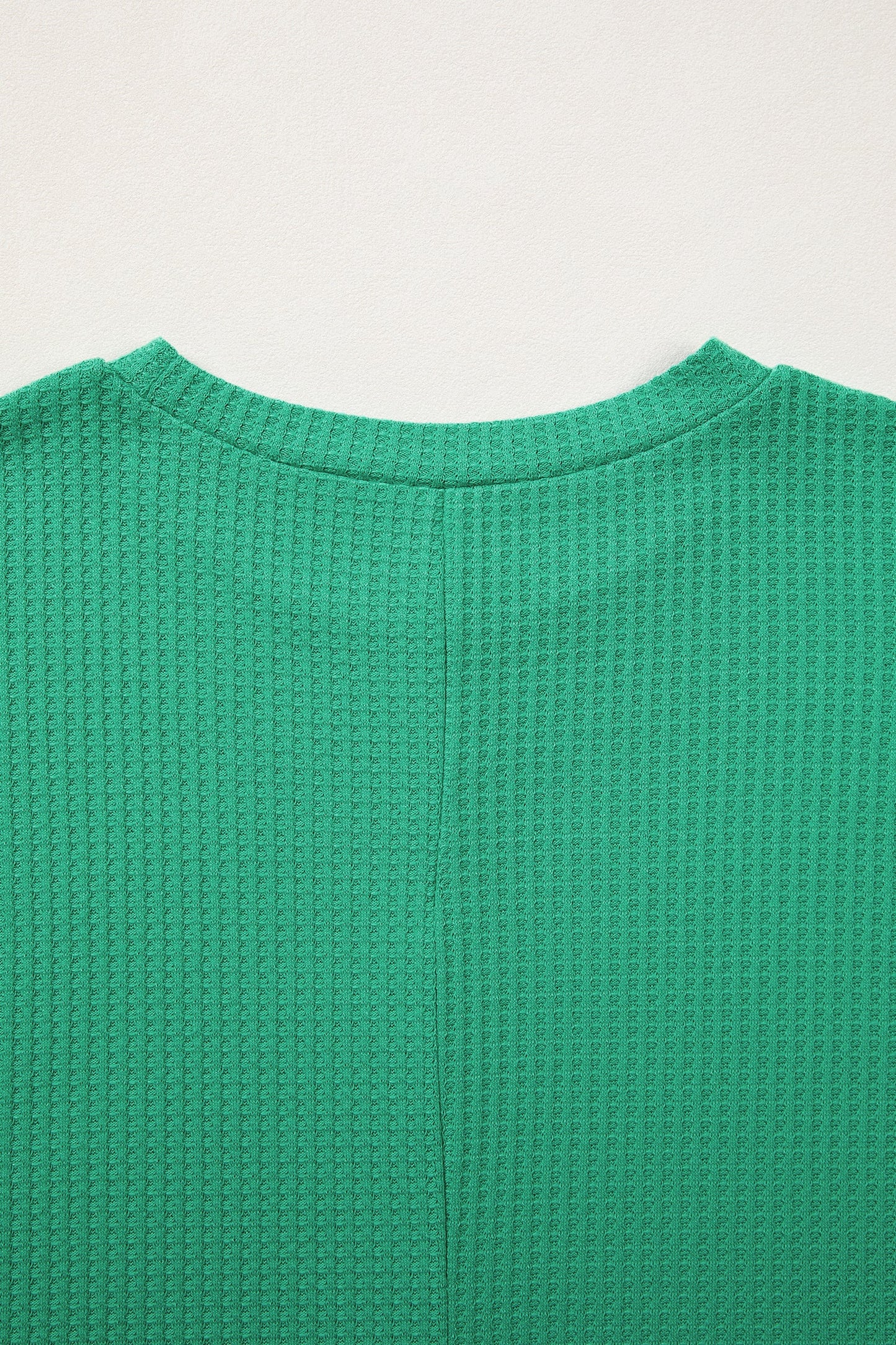 Sea Green Waffle Textured Knit Dolman Short Sleeve Loose Top